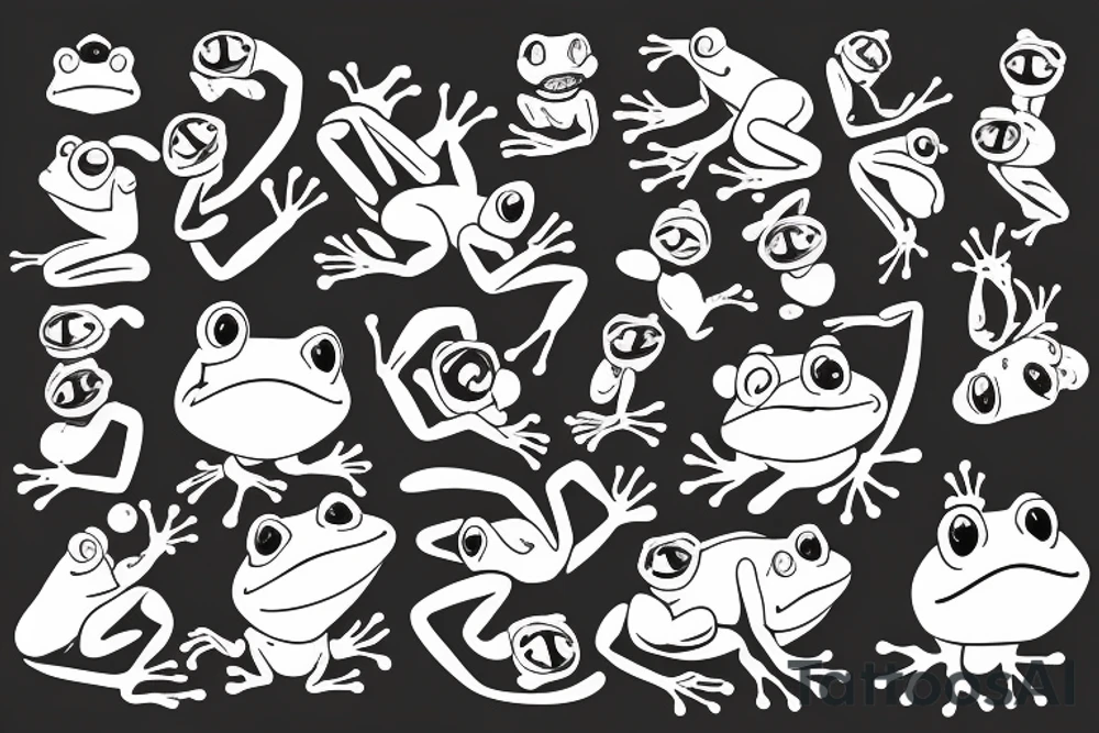 A cute frog sticking out his head and hand out of an edge tattoo idea