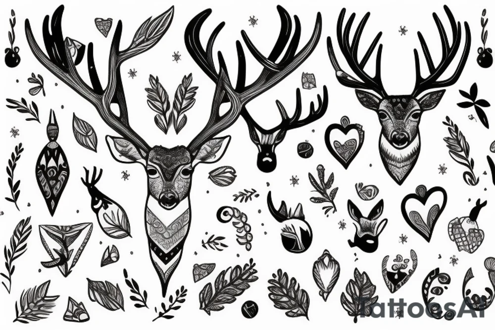 Deer with beautiful horn tattoo idea