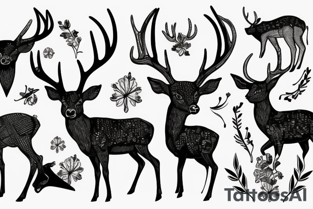 Deer with beautiful horn tattoo idea