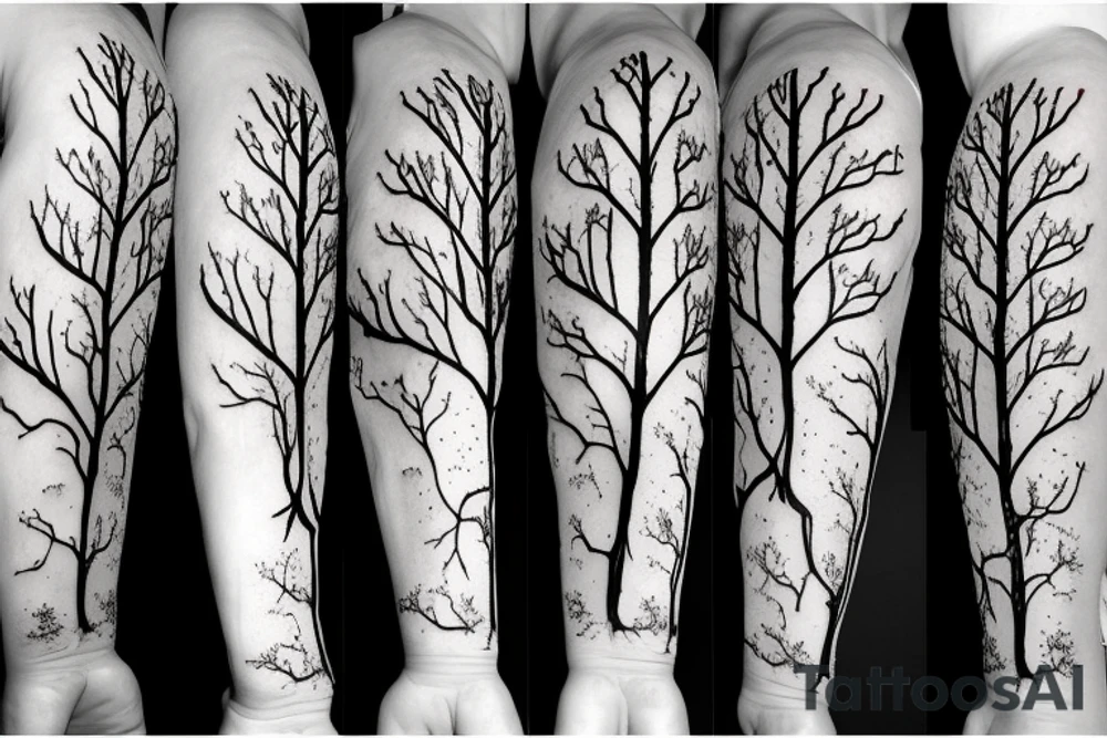 A dried young tree with many branches tattoo idea