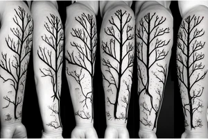 A dried young tree with many branches tattoo idea