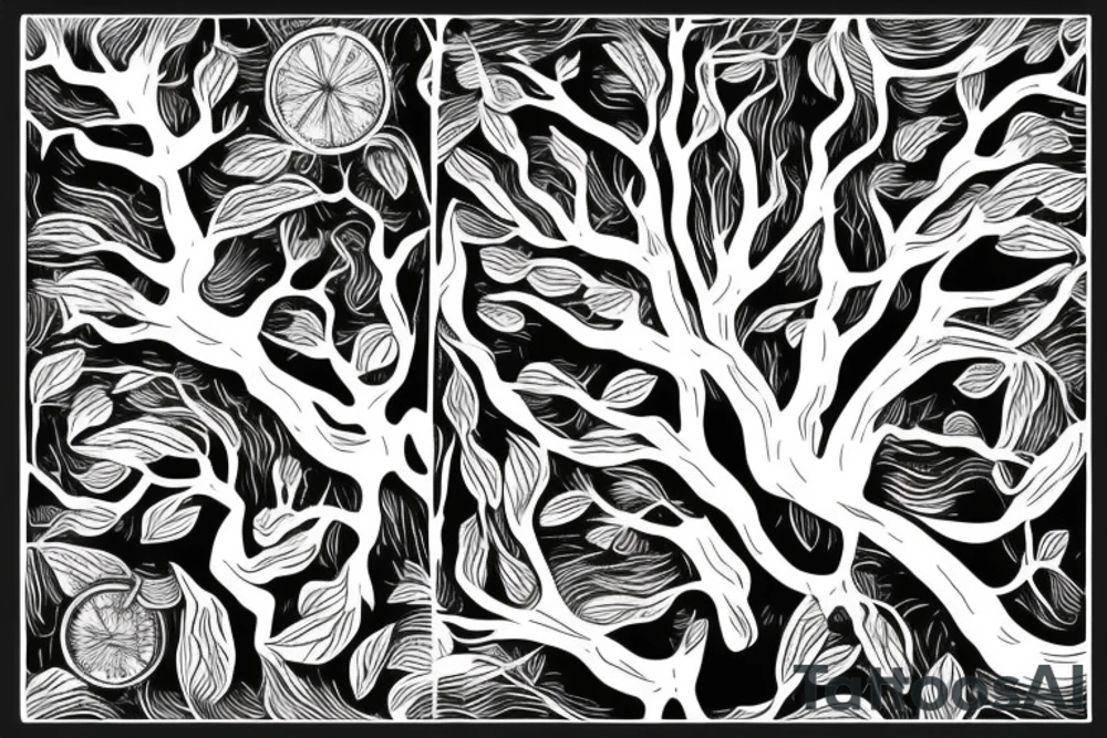 A dried young tree with many branches tattoo idea