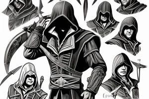 An assassin's creed Logo with etzio auditore tattoo idea