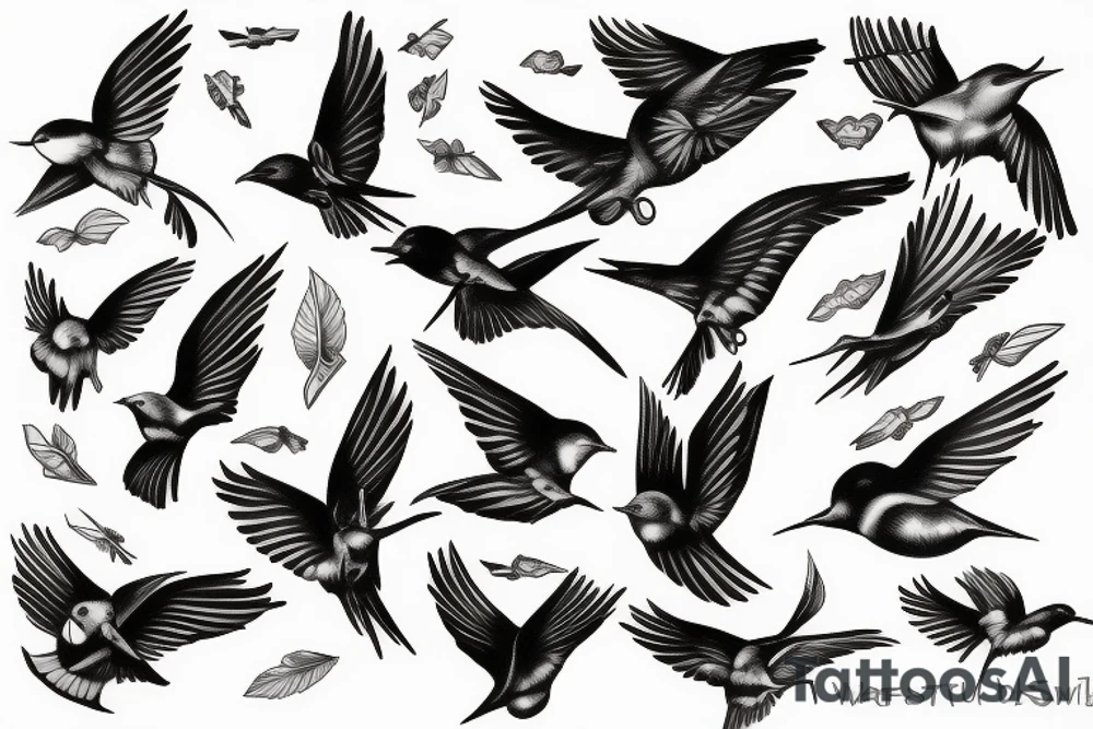 Swallow surreal tattoo idea