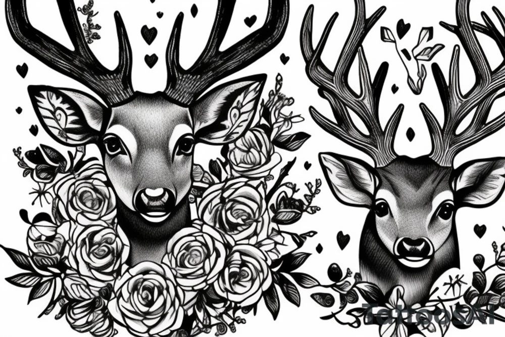 Deer with beautiful horn tattoo idea