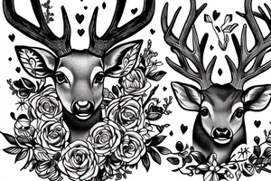 Deer with beautiful horn tattoo idea