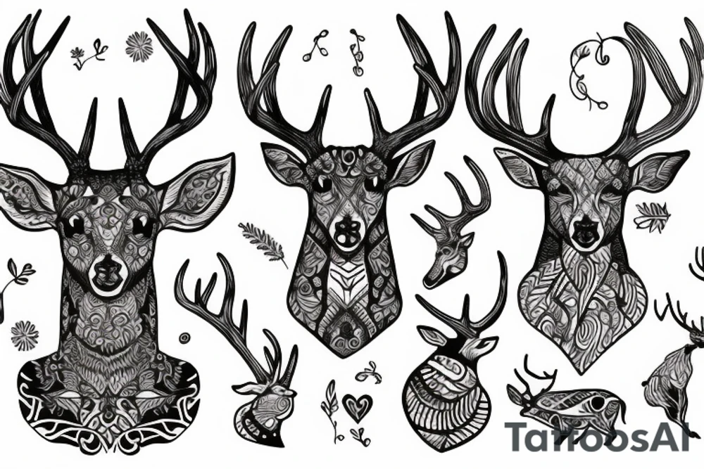 Deer with beautiful horn tattoo idea