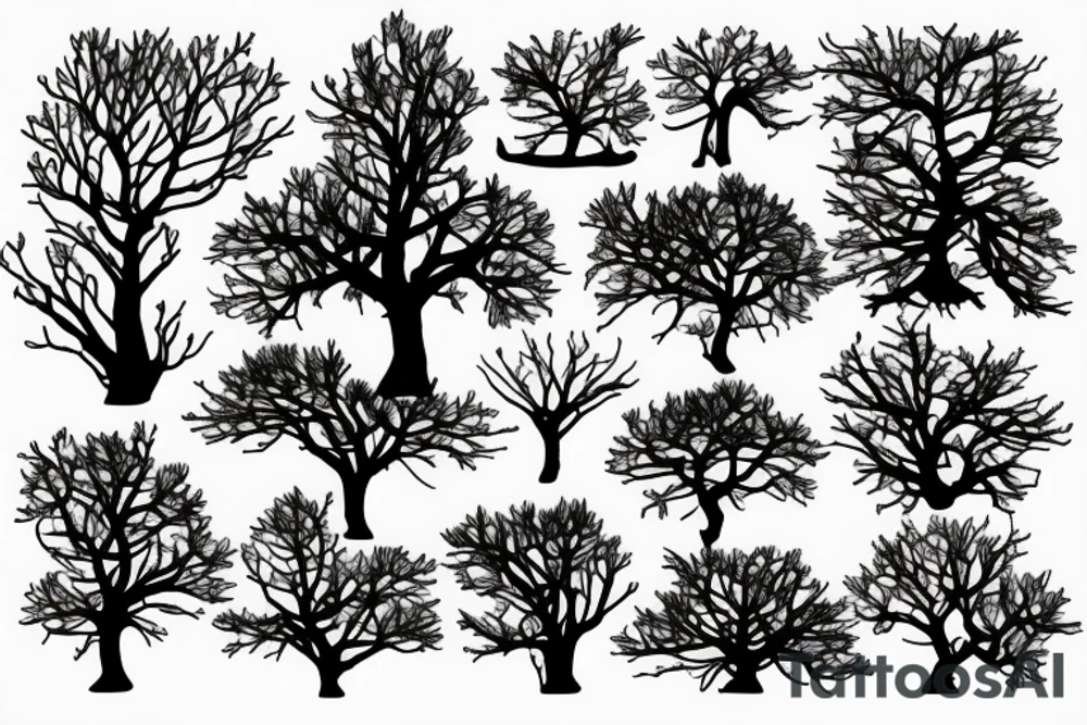 A dried young tree with many branches tattoo idea