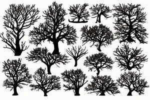 A dried young tree with many branches tattoo idea