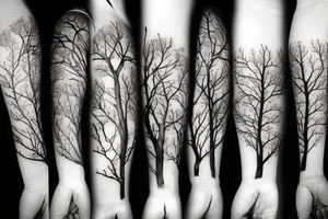 A dried young tree with many branches tattoo idea