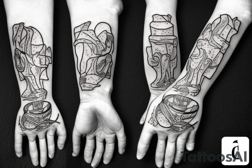 Hands of a contrabass player tattoo idea