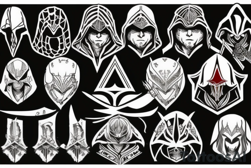 An assassin's creed Logo with etzio auditore tattoo idea