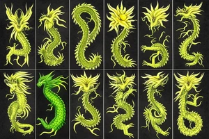 Green dragon with yellow spikes tattoo idea