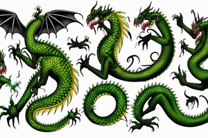 Green dragon with yellow spikes tattoo idea