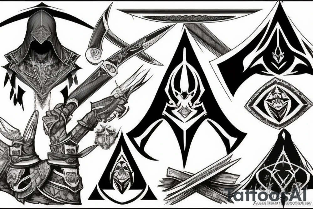 An assassin's creed Logo with etzio auditore tattoo idea