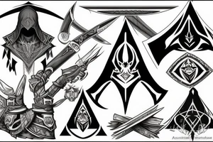 An assassin's creed Logo with etzio auditore tattoo idea