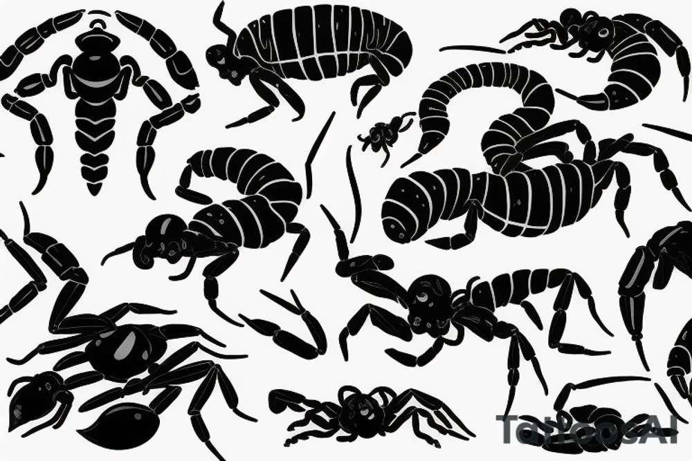 Black scorpion with long sting tattoo idea