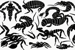 Black scorpion with long sting tattoo idea