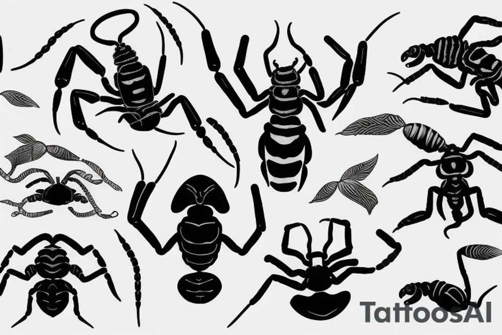 Black scorpion with long sting tattoo idea