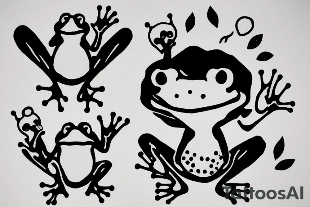 A cute frog sticking out his head and hand out of an edge tattoo idea