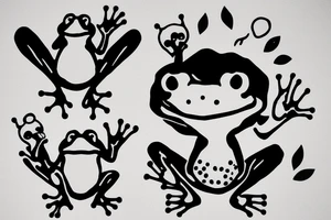 A cute frog sticking out his head and hand out of an edge tattoo idea