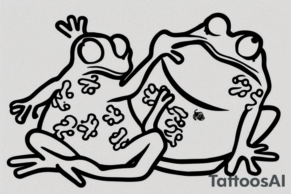 A cute frog sticking out his head and hand out of an edge tattoo idea