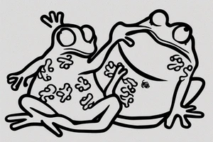 A cute frog sticking out his head and hand out of an edge tattoo idea