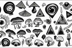 Mushrooms,eye,pyramid tattoo idea