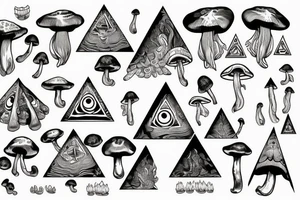 Mushrooms,eye,pyramid tattoo idea