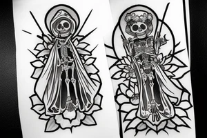 Spanish Skeleton in the image of Santa Muerte tattoo idea