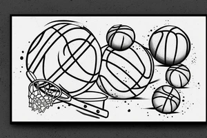 Small basketball court with a ball on the ground tattoo idea