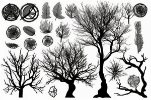 A dried young tree with many branches tattoo idea