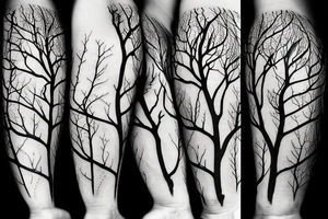 A dried young tree with many branches tattoo idea