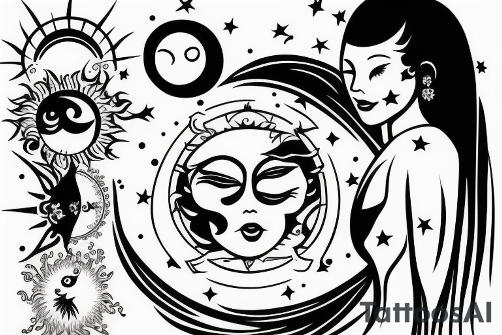 Moon embracing the sun tattoo idea