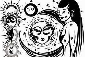 Moon embracing the sun tattoo idea