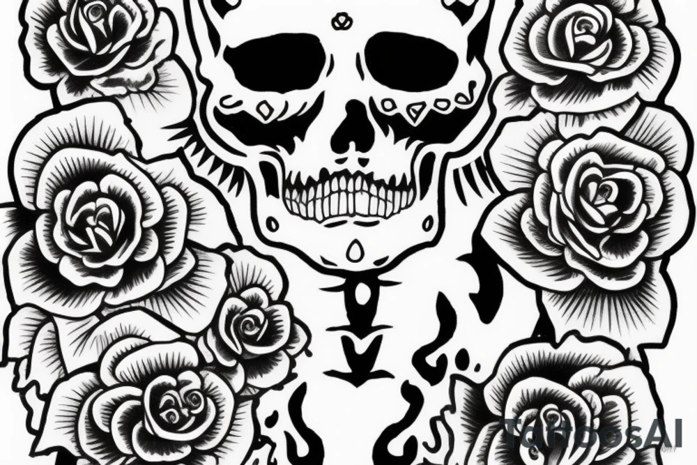 Skeleton in the image of Santa Muerte tattoo idea