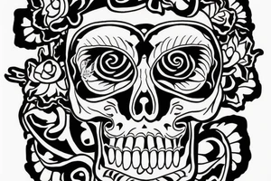 Skeleton in the image of Santa Muerte tattoo idea