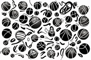 Small basketball court with a ball on the ground tattoo idea