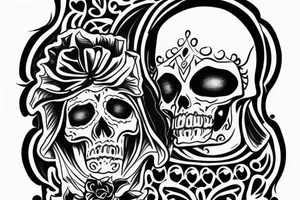 Skeleton in the image of Santa Muerte tattoo idea