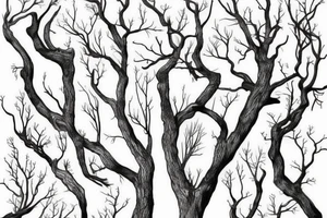 A dried young tree with many branches tattoo idea