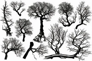 A dried young tree with many branches tattoo idea