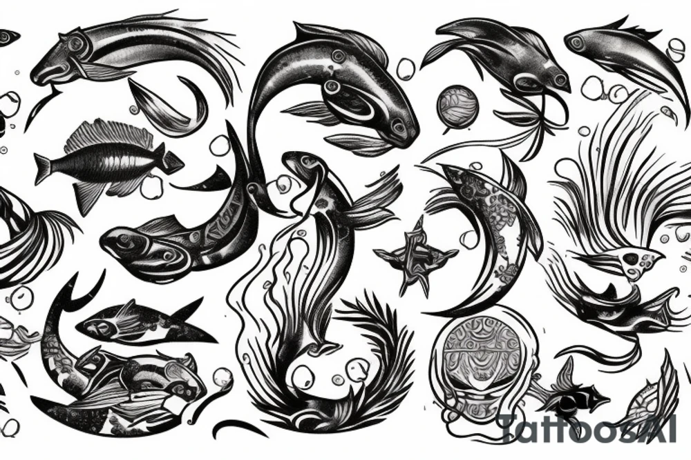 Pisces zodiac sign tattoo idea