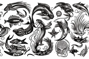 Pisces zodiac sign tattoo idea