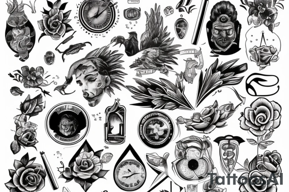 Цветы, стрекоза, бабочка tattoo idea