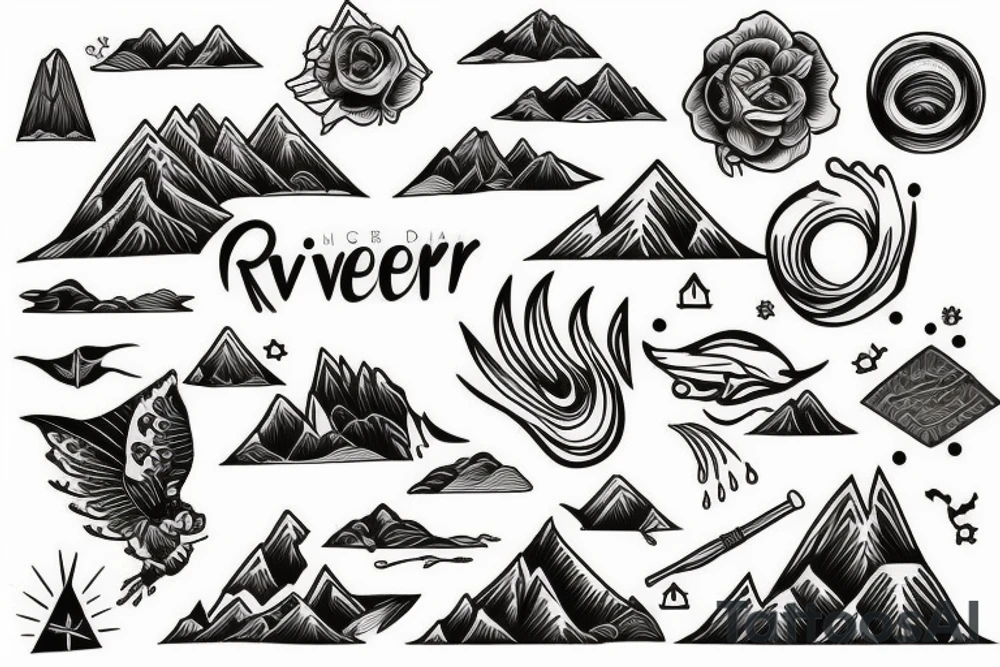 river mountains tattoo idea