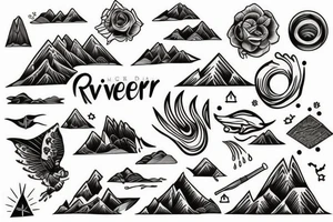 river mountains tattoo idea