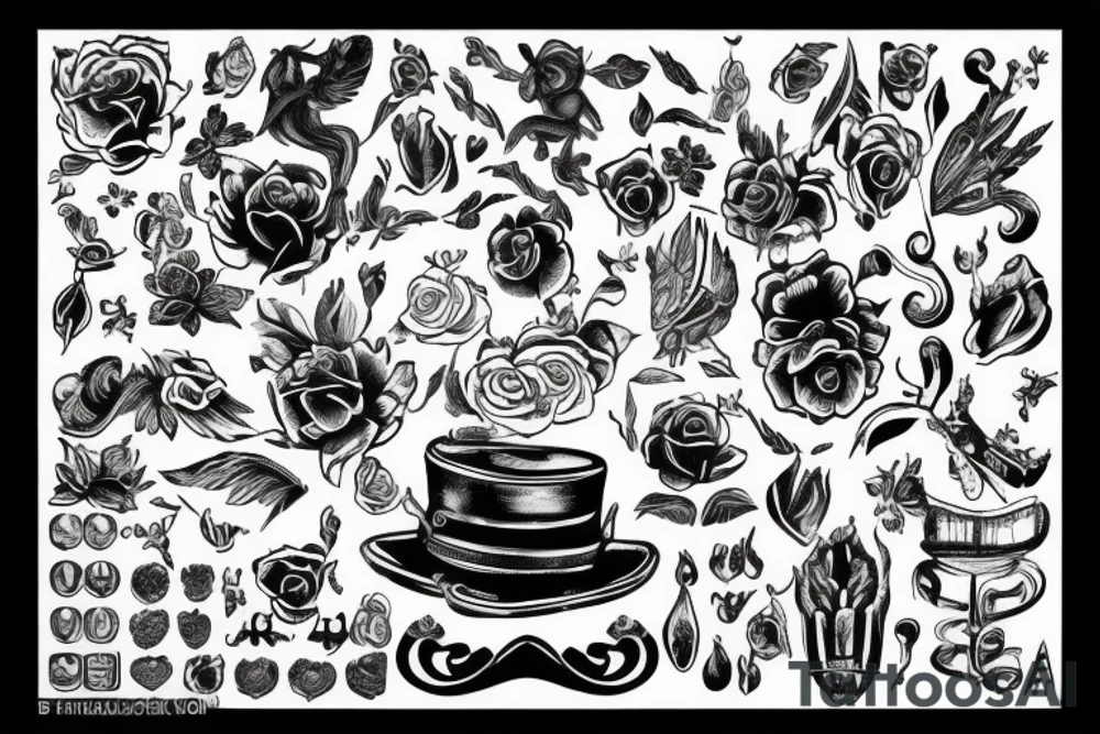Цветы, стрекоза, бабочка tattoo idea
