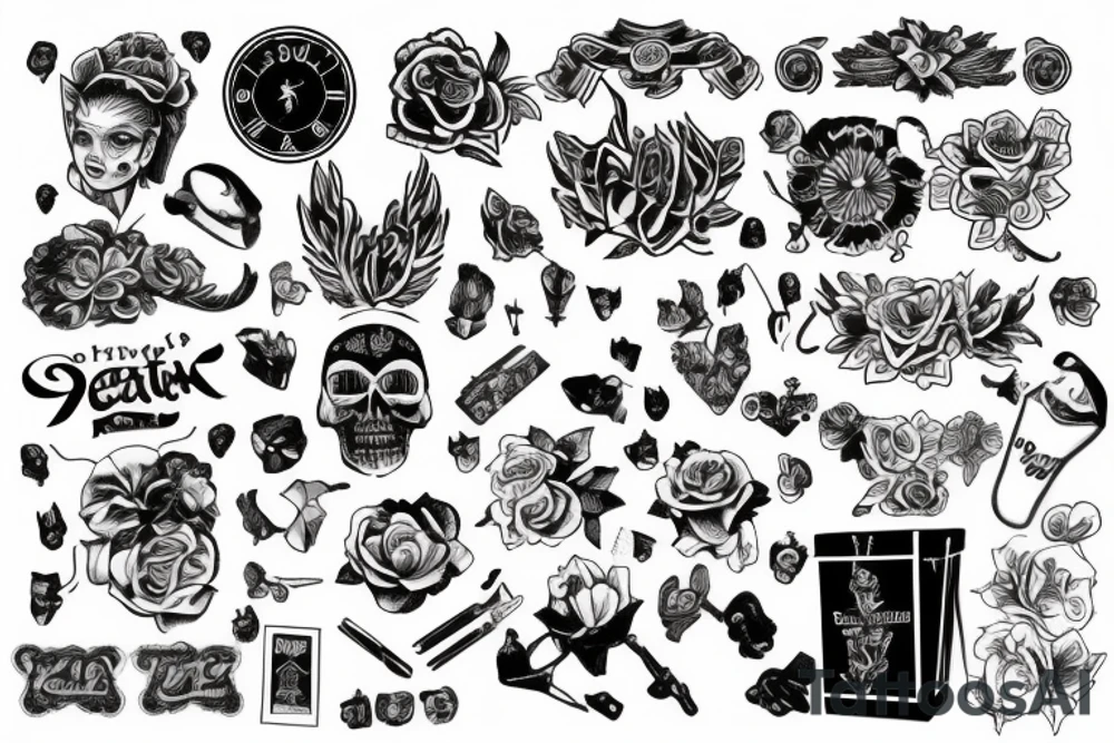 Цветы, стрекоза, бабочка tattoo idea