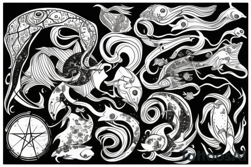Pisces zodiac sign tattoo idea