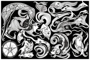 Pisces zodiac sign tattoo idea